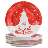 Christmas Paper Plates - 7 Inch 50Pcs Disposable Dessert Plates With Christmas Tree Pattern - Party Decoration Supplies