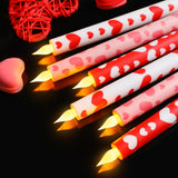 6 Pcs Valentine Day Flameless Taper Candles 10.6 Inch Heart Shaped Candles Battery Operated Led Candlesticks For Valentine Wedding Anniversary Dinner Table Home Party Decor