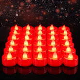 30 Pcs Red Flickering Flameless Tea Lights Battery Operated, 200+ Hours Long Lasting Colored Candle For Halloween, Christmas, Holiday Decor, Theme Party, Wedding Table Decor, Proposal