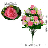 Artificial Cemetery Flowers With Vase, Headstone Flowers Rose Bouquet, Graveyard Memorial Flowers For Grave Arrangements Set Of 2 (Pink)