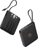 10000mAh Portable Power Bank 22.5W Fast Charging with Built In Cables LED Display Black