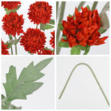 5Pcs Artificial Chrysanthemum Flowers - 27.5'' Tall Faux Mums Floral Stems Red Silk Chrysanthemums For Home Wedding Party Bouquet Vase Arrangement Décor