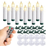 10 Pack Led Flameless Taper Clip On/Suction Cup Candles For Christmas Tree/Window Candles, 3.5" Flickering Warm White Candle Lights Ornaments, Crown Wreath, Battery Operated, Remote/Timer
