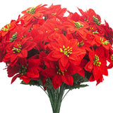 8Pcs Artificial Poinsettia Flowers Christmas Decorations Silk Poinsettia Stem Realistic Holiday Home Decor For Table Centerpiece Wedding Party Diy