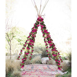 Artificial Bougainvillea Garland,4Pcs 7.2Ft/Piece Pink Flower Garland Faux Silk Bougainvillea Vines Artificial Decor For Wedding Arch Table Home Garden(Deep Pink)