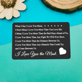 Engraved Wallet Insert Card For Boyfriend I Love You Most Gifts For Husband Metal Wallet Card Anniversary Cards Gift For Men Husband Wedding Engagement Valentines Day Gifts For Him Couple Gifts