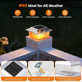 8 Pack Solar Post Cap Lights Flickering Flame Outdoor Fence Deck Lights for 4x4 5x5 Posts