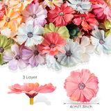 120 Pcs Faux Flowers Heads For Crafts Artificial Small Silk Daisy Flowers Embellishments 1.5 Inch Mini Assorted Faux Daisy Bulk Diy Wreath For Diy Holiday Wedding Party Home Garden