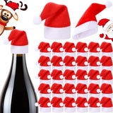 150 Pieces Mini Santa Hats For Crafts Small Santa Hats Christmas Mini Wine Bottle Holder White And Red Santa Hat Christmas Lollipops Cover Cap For Xmas Tree Party Table Doll Dinnerware Decoration