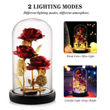 Valentines Day Gifts For Her,Beauty And The Beast Rose Birthday Gift,Galaxy Flower Rose With 2 Light Modes,Colorful Crystal Flower Enchanted Rose In Glass Dome,Womens Gifts For Mom Wife Girlfriend