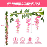 4 Pieces 26 Ft In Total Pink Wisteria Garland Hanging Flowers Artificial Vine Wedding Silk Wisteria Hanging Flower For Wedding Arch Home Garden Party Outdoor Decor