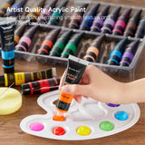 48 Pack Acrylic Paint Set, 30 Colors Acrylic Paint (36Ml) With 10 Brushes 5 Canvas 1 Paint Knife 1 Palette 1 Art Sponge, Complete Set For Kids, Adults Painting On Canvas Rocks Wood Ceramic