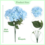18.8 In Light Blue Hydrangea Flowers, 2Pcs Silk Artificial Flowers Large Faux Hydrangea Bouquets For Home Wedding Decor Table Centerpieces Floral Arrangements (Light Blue)
