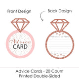 Big Dot of Happiness Bride Squad - Ring Wish Card Rose Gold Bridal Shower or Bachelorette Party Activities - Shaped Advice Cards Game - Set of 20