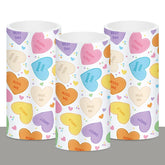 Valentine'S Day Led Flameless Candles Conversation Heart Warm Light Battery Operated Pillar Candles Colorful Candy Heart Electric Flickering Candles For Party Home Decor, Set Of 3