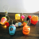 10 Led 5.4Ft Colorful Food Pompoms String Light-Battery Operated -Timer Fairy Light,Night Lights For Patio Party Christm