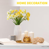 4Bundles Artificial Daffodils Flowers Fake Silk Daffodil Flower Faux Narcissus Spring Flowers For Wedding Bridal Bouquet Wreath Home Garden Decor (Yellow And White)