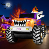 8FT Long Halloween Inflatables Decoration Outdoor Monster Truck Car with Ghosts & Pumpkin, Giant Halloween Blow Up Yard Decorations Huge Blowups Built-in LED Light Strong Blower for Festival