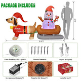 8 Ft Outdoor Inflatable Snowman Christmas Decoration With Rotating Led Lights, Dog Inflatable Xmas Yard Decor