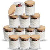 12 Pack Embossed Candle Jars For Making Candles, 6 Oz Glass Candle Jars With Lids Empty Food Storage Containers Tealight Holders For Spice, Powder, Liquid, Leakproof