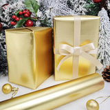 Mini Short Small Christmas Wrapping Paper Roll (17 Inches X 32.8 Feet) - Matte Gold For Holiday, Birthday, Wedding, Baby Shower …