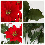 Artificial Christmas Flowers 4Pcs Red Poinsettia Flowers Artificial 7 Heads Christmas Flowers Artificial Poinsettias For Christmas Tree Party Home Holiday Decoration
