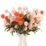 16 Bundles Faux Silk Mums Chrysanthemums Pom Pom Ball Bouquet Kiku Flowers With Stem For Wedding, Home, Outdoor Table Vase Arrangement