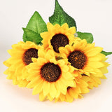 4 Bunches Artificial Sunflower Bouquets, Fake Sunflowers With Stems, Silk Wildflowers Realistic Yellow Faux Sun Flowers For Wedding Decorations Fall Floral Arrangements Home Garden Table Decor