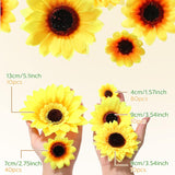 150 Pieces Fake Sunflower Artificial Silk Sunflower Heads Faux Flowers Decoration Yellow Floral Arrangements For Craft Home Party Wedding Decor, 1.57 Inch, 2.75 Inch, 3.5 Inch, 5.1 Inch