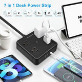 Ultra Flat Plug Power Strip 2 Pack 4 Outlets 3 USB Ports USB C 6FT Extension Cord Black