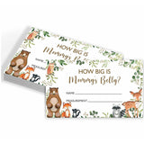 Woodland How Big Is Mommy'S Belly Forest Animals Baby Shower Gender Neutral Game Includes 5.6" X 7" Standing Sign And 50 Guessing Cards, 3 Rolls 60" Measuring Tape