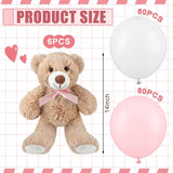 106 Pcs Bear Baby Shower Decoration For Boy Or Girl, 6 Pcs Bears Stuffed Animal With 100 Pcs Latex Balloons For Kids Birthday Baby Shower Wedding Engagement Christmas Party Decor(White, Pink)