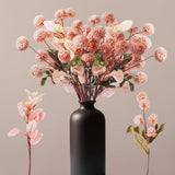 Fxkjghp Fake Mums Flowers+Eucalyptus Leaf In Vase Artificial Flowers 21Inches Long Stem Flowers For Decoration Room Decoration Silk Flowers Mini Chrysanthemum Floral Arrangements (White) No Vase