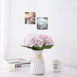 3Pcs Large Leaf Embroidered Ball Latex Faux Hydrangea Heads Artificial Flowers Heads With Stems For Home Wedding Decor Hand Flowers, Living Room Outdoor Wedding Party Decoration(Pink White)