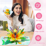 Dragonfly Gifts For Women - Daffodils Flower Dragonfly Pop Up Card 3D Birthday Card For Women Pop Up Mothers Day Cards With Envelope For Her Wife Mom Grandma