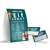 What'S Your Elf Name Game, Christmas Party Games Activities, 1 Sign And 50 Name Tag Stickers -Jj049