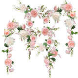 Peony Garland, 2Pcs 6' Each, Rose Flower Vine, Floral Garland For Wedding Decor Home Table Runner Mantle Decoration