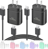 2 Pack 25W USB C Fast Charger with 6FT Type C Cable for Samsung Galaxy S26 S25 S24 S23 iPhone 17 16 15