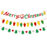 Merry Christmas Banner,Glitter Pre-Strung Red Green Gold Christmas Banner,Xmas Tree Garland For Christmas Party Decorations Supplies,Holiday Decor,Indoor,Outdoor,Home,Office, Classroom,Fireplace,Wall