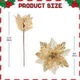6Pcs Poinsettias Christmas Tree Flowers 9.8'' Artificial Christmas Floral Picks And Sprays Large Gold Silk Flowers With Stems For Xmas Home Vase Table Centerpiece Garland Decor