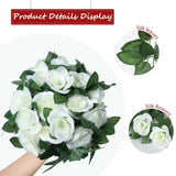 Artificial Rose Garlands Rose Vines Leaves Banners Hanging Fake Floral Garland Flower Vine For Wedding Arch Ceremony Home Garden Outdoor Party Wall Decorations, 14.4 Ft(White,2 Pieces)