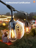 48FT LED Outdoor String Lights with Vintage Edison Shatterproof Bulbs Weatherproof Patio Lights