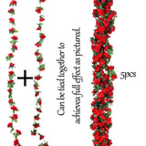 10 Pcs 82 Ft Artificial Red Flower Garland, Fake Hanging Flower Vines Wine Red Rose With Green Leaves, Faux Silk Flower For Backdrop Decoration Tea Party Wedding Birthday Anniversary Bedroom