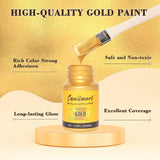 80Ml Acrylic Paint Metallic Gold With 1 Brushes,Gold Leaf Paint For Art Painting, Hand-Crafts, Non-Toxic, Non-Fading For Canvas, Wood, Fabric, Ceramic, Stone Craft Supplies (Glow-80Ml)