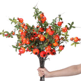 10 Pcs 31.5'' Artificial Pomegranate Branches Tall Faux Pomegranate Flower Stem Fake Berries Branches For Wedding Home Vase Party Decorations(Orange)