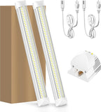 2 Pack LED Tube Lights 25W 6000K Linkable Plug In Shop Lights for Garage Workbench
