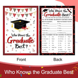 30 Players Who Knows The Graduate Best Graduation Party Games, Class Of 2025 Grad Game, Cool Graduation Party Favor Supplies Ideas For High College Senior School Party Decorations Black Red B