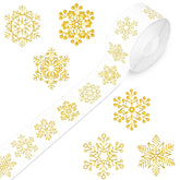 1000Pcs Gold Christmas Stickers Label Roll - Snowflake Holiday Labels 1.5In For Cards, Xmas Winter Merry Christmas Gifts Envelope Decors 6 Styles