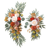 Faux Flower Swag Set Of 2, Orange Artificial Flowers Swags For Wedding Arch, Wedding Welcome Signs, Welcome Reception Ceremony Signs Decorations