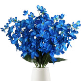 10 Pcs Blue Artificial Orchids Silk Fake Orchid Flowers 27 Inches Faux Orchid Artificial Flowers For Wedding Party Home Decoration(Blue)